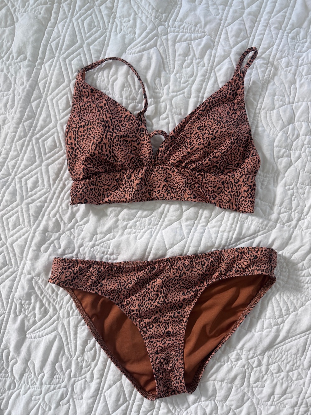 Billabong Rust Brown Leopard Print Bikini Set Medium